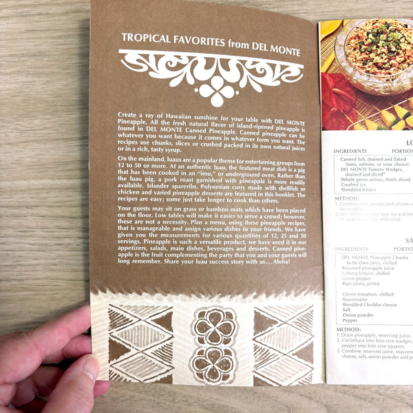 Del Monte Luau Favorites & Island Recipes Booklet – 1975 Retro Cookbook