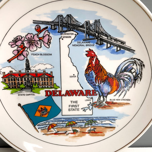 Delaware The First State souvenir plate - vintage 1980s