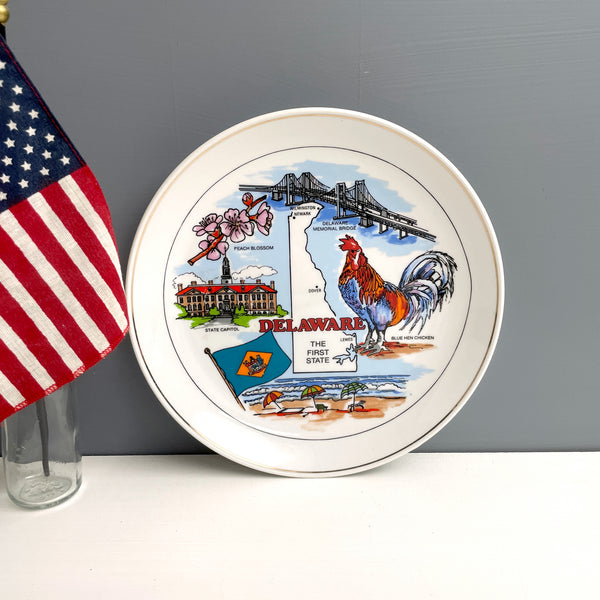 Delaware The First State souvenir plate - vintage 1980s