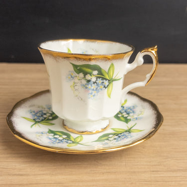 English Bone China Demitasse Teacups and Saucers Floral - Set of 2 - Vintage Tea Party