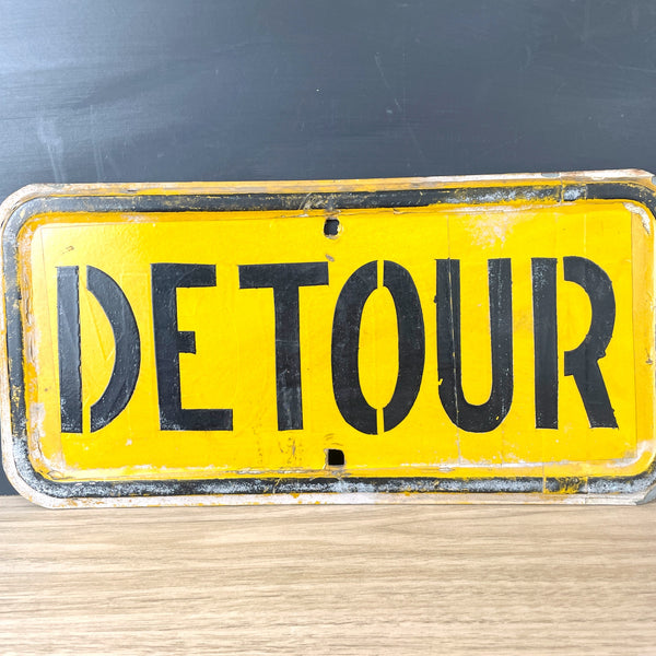 Metal detour sign - rustic industrial decor - NextStage Vintage