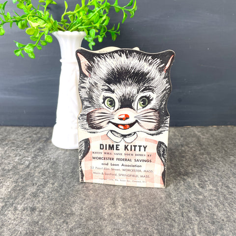Dime Kitty dime collection cardboard portfolio - 1950s vintage - NextStage Vintage