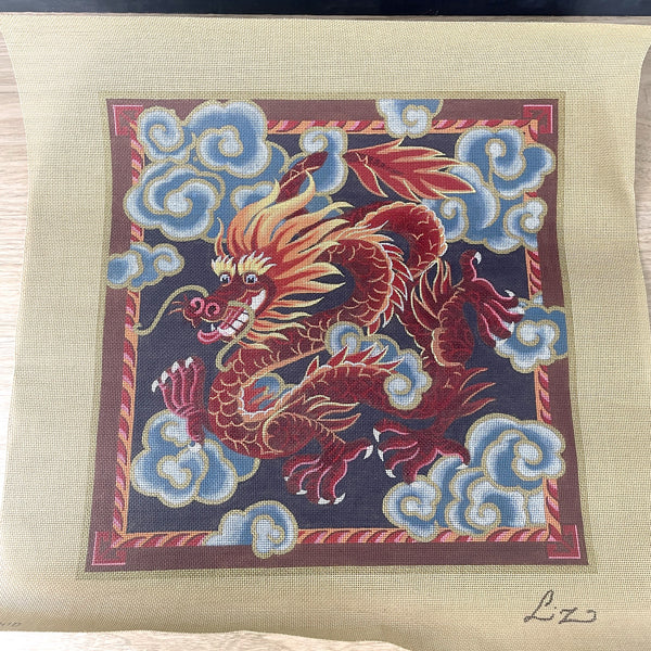 Liz Goodrick-Dillon Chinese Red Dragon needlepoint canvas #AP410 - NextStage Vintage