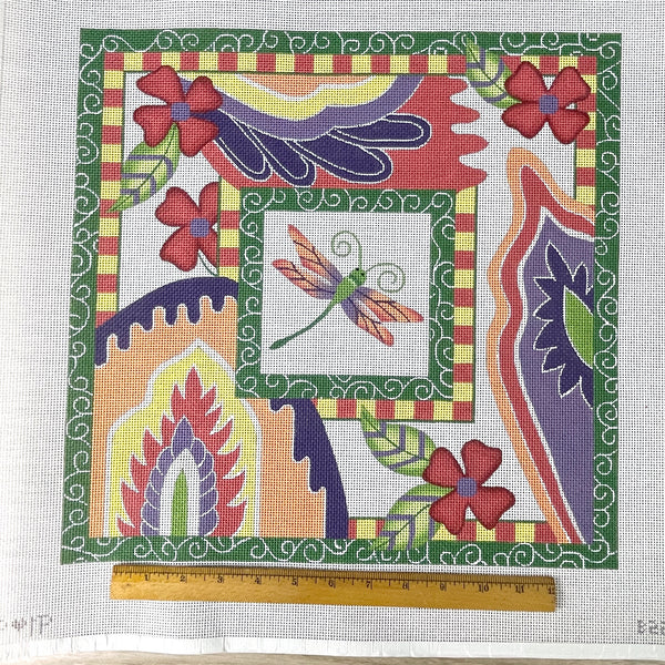 JP Needlepoint Dragonfly & Paisleys needlepoint canvas #B225 - NextStage Vintage