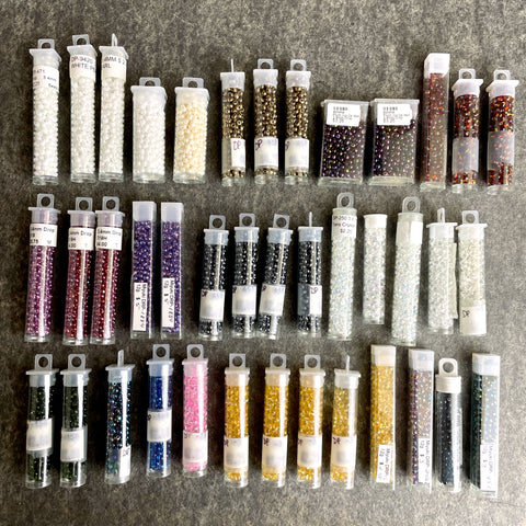 40 tubes drop seed beads Miyuki, others 3.4mm - mixed colors - destash lot