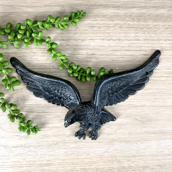 Vintage black cast iron flying eagle - 1970s vintage