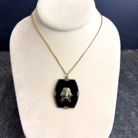 Vintage Egyptian revival pendant on 12K GF 26" chain - NextStage Vintage