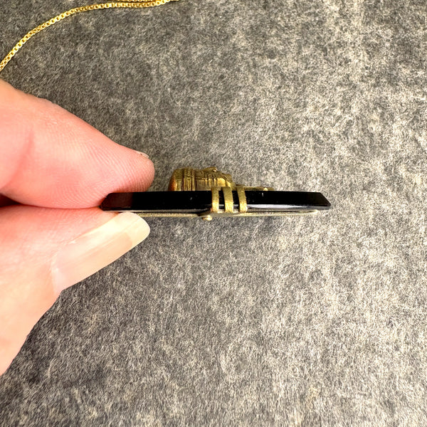 Vintage Egyptian revival pendant on 12K GF 26" chain - NextStage Vintage