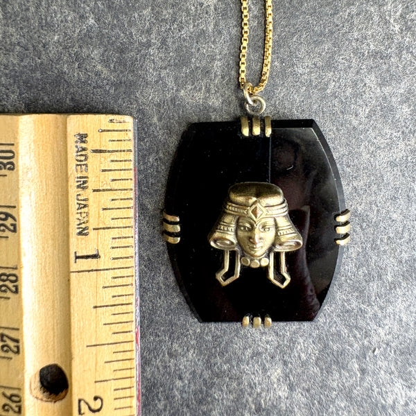 Vintage Egyptian revival pendant on 12K GF 26" chain - NextStage Vintage