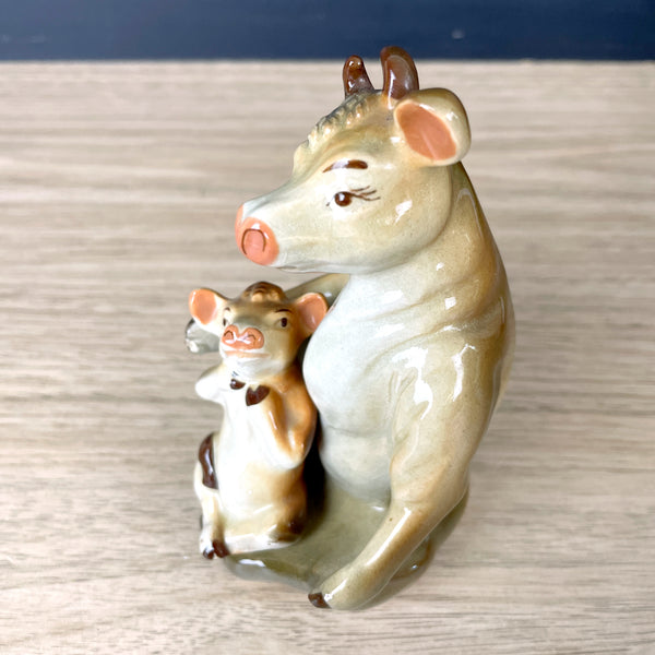 Vintage Mama cow and calf salt and pepper set  - resembles Elsie