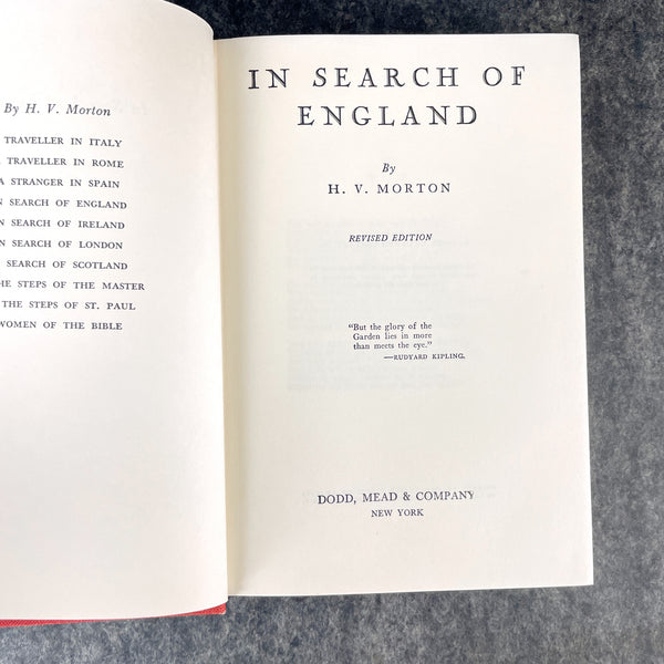 In Search of England - H V Morton - 1935 hardcover with dust jacket - NextStage Vintage