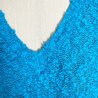 Cerulean blue short sleeve boucle knit sweater - 1980s vintage - size M - NextStage Vintage