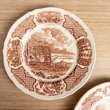 2 Alfred Meakin Fair Winds Salad Plates Brown Transferware George Washington - 1960s