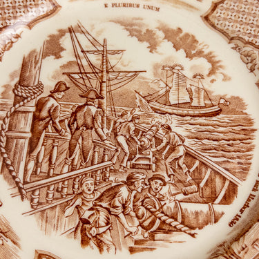 Set of 3 Alfred Meakin Fair Winds Brown 7" Bread and Butter Plates Staffordshire England