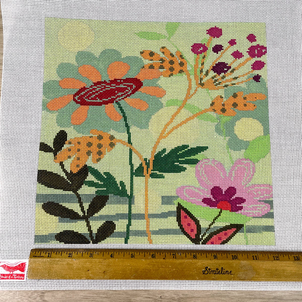 Birds of a Feather Fall Flowers needlepoint canvas #AS731 - NextStage Vintage