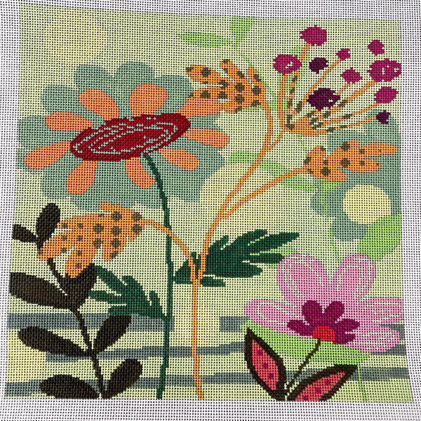 Birds of a Feather Fall Flowers needlepoint canvas #AS731 - NextStage Vintage