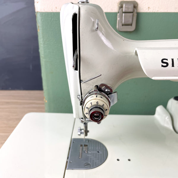 Singer Featherweight Model 221K - white with green and ivory case ...