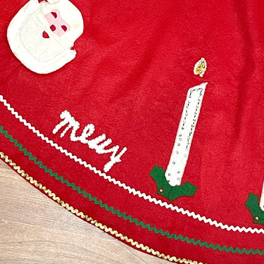 Handmade felt tree skirt - 34" radius - 1970s vintage - NextStage Vintage