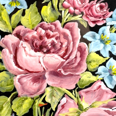 Roses and delphiniums painting by Lillian E. Fernald - 1920s cottage decor - NextStage Vintage