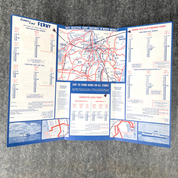 Lake Champlain Ferry crossings 1967 schedule brochure - NextStage Vintage