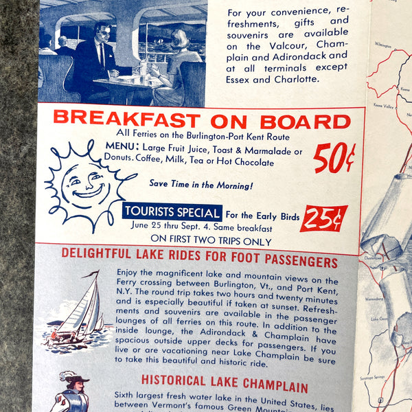 Lake Champlain Ferry crossings 1967 schedule brochure - NextStage Vintage