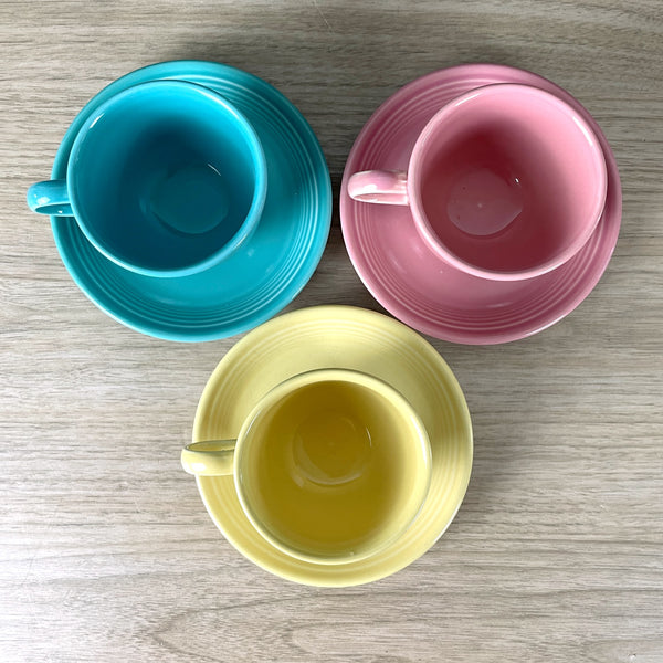 Fiestaware ribbed cups and saucers - set of 3 - 1990s vintage - NextStage Vintage