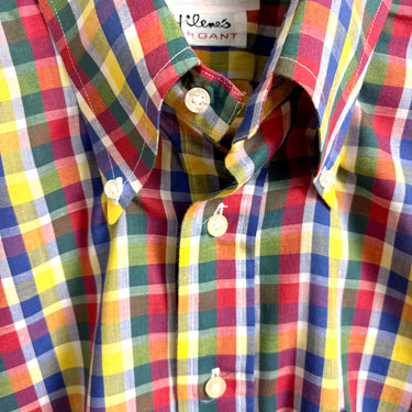 Vintage 1990s Filene's by Gant Preppy Plaid Short Sleeve Shirt - Mens Size L - NextStage Vintage