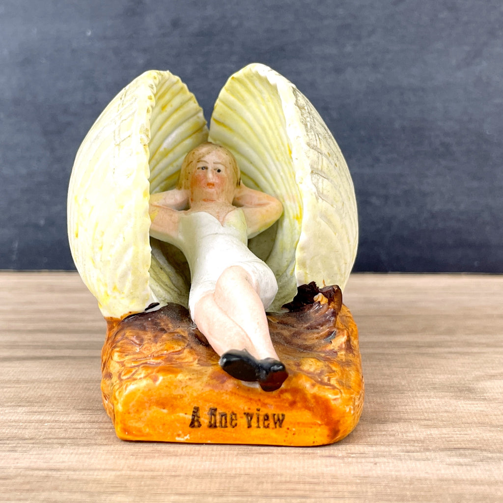 Miniature antique bathing beauty in a shell - A Fine View - NextStage Vintage