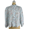 1970s aqua floral blouse - Sidesteps by Fire Islander - size medium - NextStage Vintage