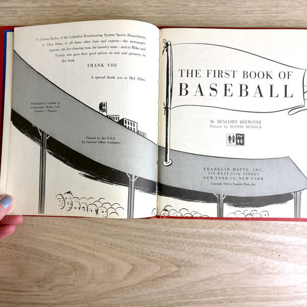 The First Book of Baseball - Benjamin Brewster - 1950 hardcover