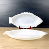 Glasbake milk glass fish dishes - a pair - 1960s vintage - NextStage Vintage