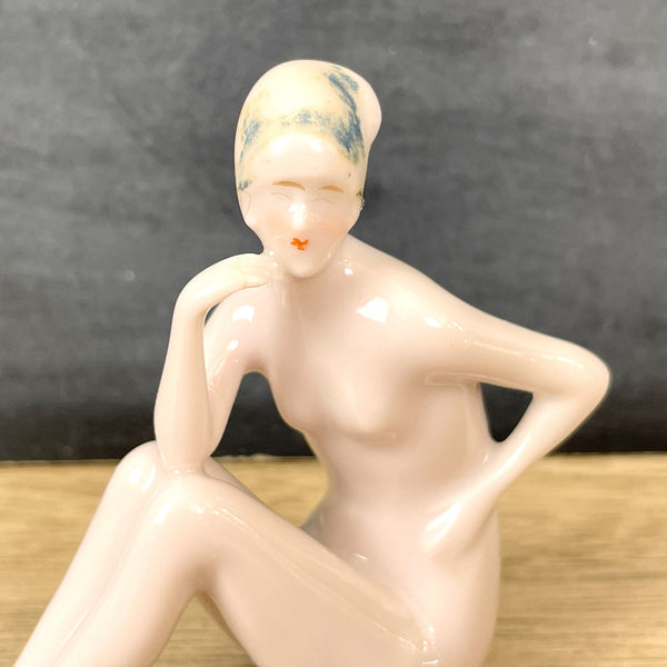 Miniature porcelain flapper bathing beauty - c1920 - NextStage Vintage