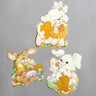 Easter die cuts - set of 3 - vintage 1970s - pastel with flocking - NextStage Vintage