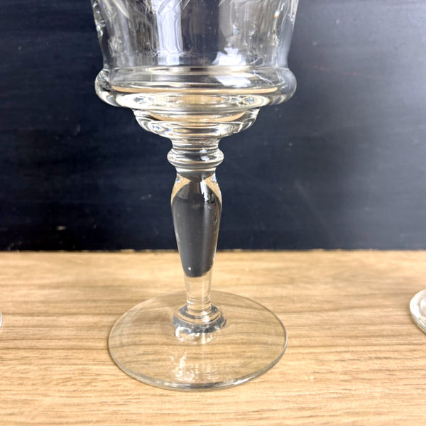 Mid century floral cut wine glasses - set of 5 - vintage barware - NextStage Vintage