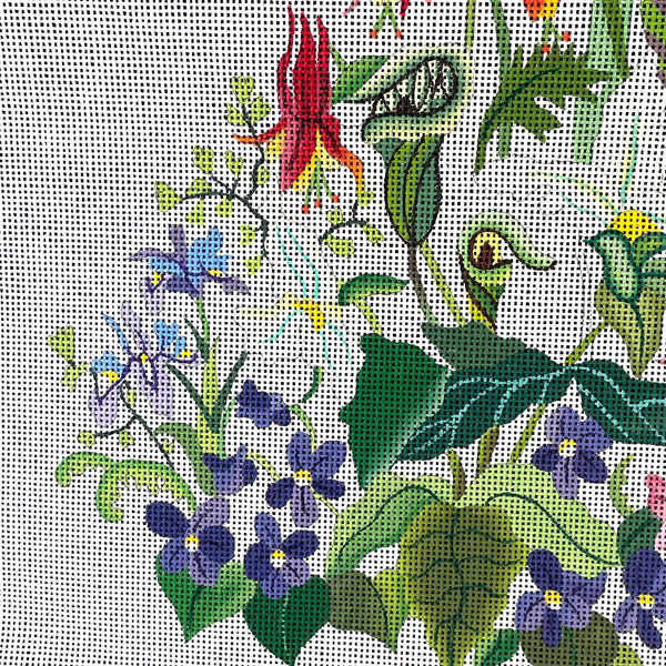 Wildflowers and Trillium chair seat cushion needlepoint canvas #JM187080B - NextStage Vintage