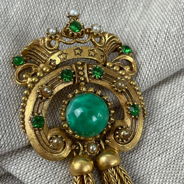 Florenza Victorian revival crown brooch - 1960s vintage - NextStage Vintage