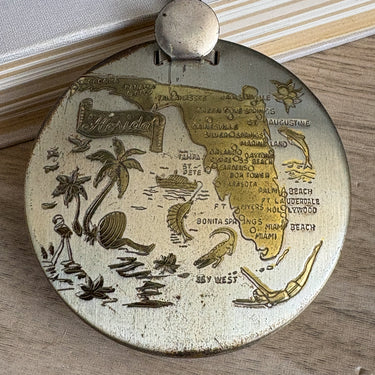 Florida Engraved Pocket Ashtray Silent Butler - Vintage Travel Souvenir