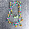 Candy colored flower beads rope necklace and clip-on earrings set – 1960s-70s mod retro - NextStage Vintage