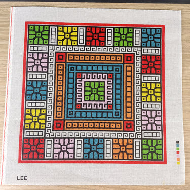 Lee geometric floral pillow needlepoint canvas #P1237 - NextStage Vintage