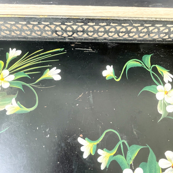 Shabby Pilgrim Art floral painted metal tray - mid century vintage - NextStage Vintage