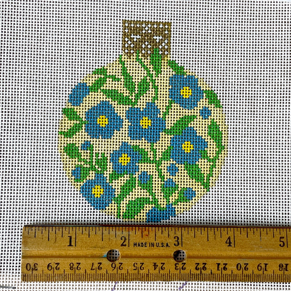 Whimsy and Grace forget-me-not reflection in butter needlepoint canvas #WG12230 - NextStage Vintage