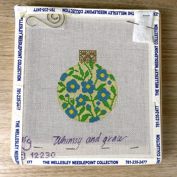 Whimsy and Grace forget-me-not reflection in butter needlepoint canvas #WG12230 - NextStage Vintage