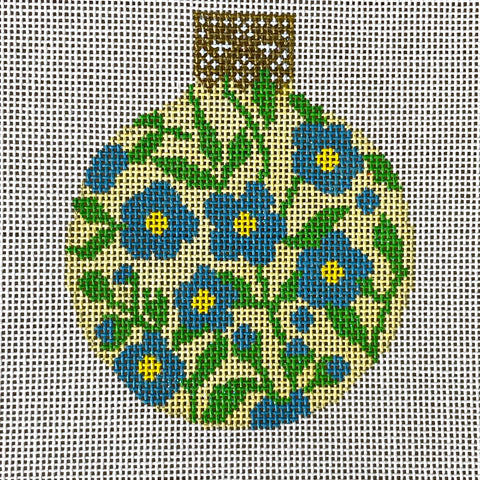 Whimsy and Grace forget-me-not reflection in butter needlepoint canvas #WG12230 - NextStage Vintage