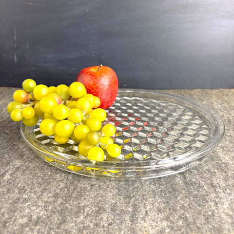 Fostoria American 12" round glass tray - vintage glass tableware - NextStage Vintage