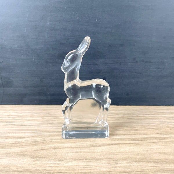 Fostoria clear glass standing deer - 1940s vintage