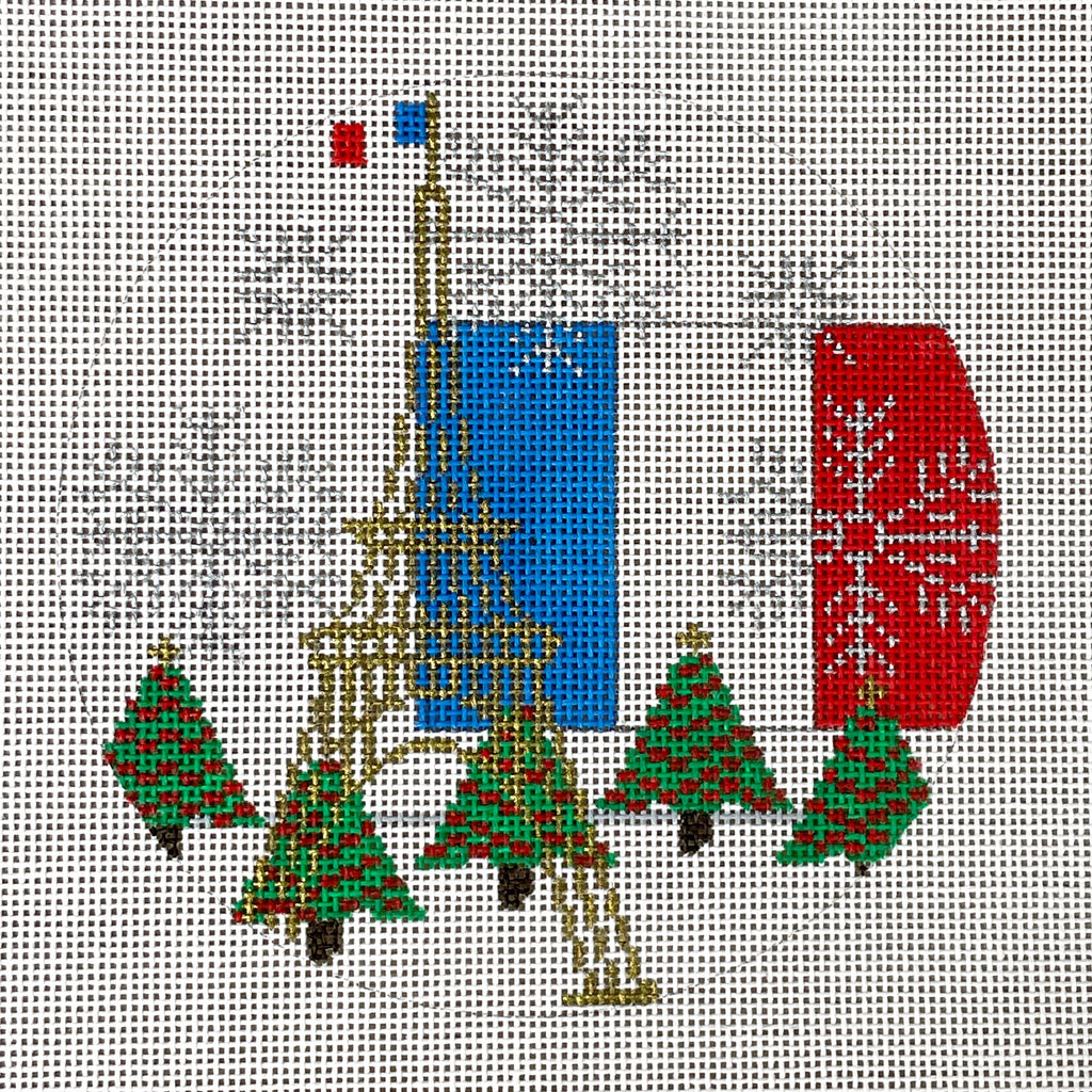 Trubey Designs France ornament handpainted needlepoint canvas #OR06 - NextStage Vintage