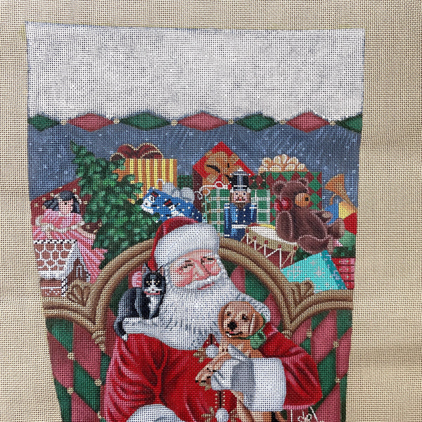 Liz Goodrick-Dillon Full Sleigh stocking needlepoint canvas #AXS-428 - NextStage Vintage