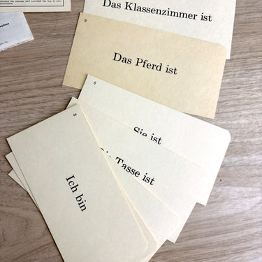 German phrase-sentences flash cards - 1960 vintage in box - Gelles-Widmer Co - NextStage Vintage
