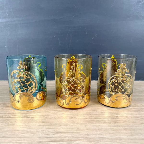 Gilt Venetian tumblers with applied decorations - set of 3 - NextStage Vintage