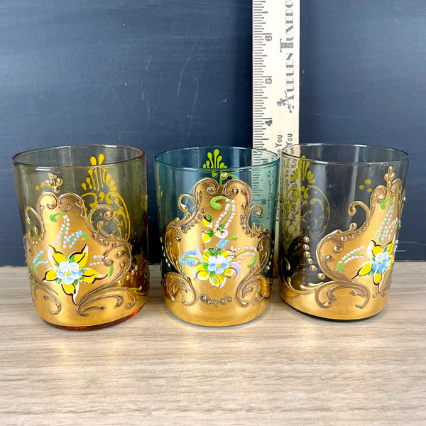 Gilt Venetian tumblers with applied decorations - set of 3 - NextStage Vintage